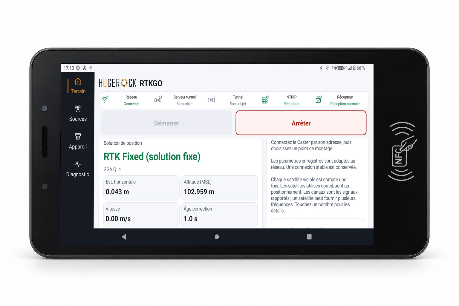 GK101M — Terminal RTK véhicule avec position et cap