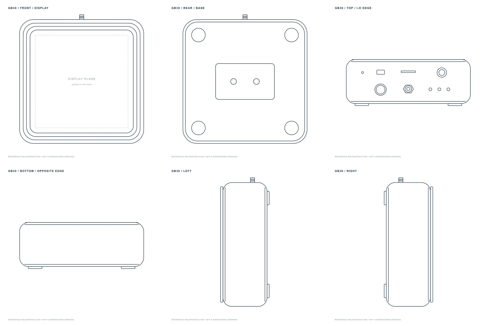 GB30 · External wireframe · six views