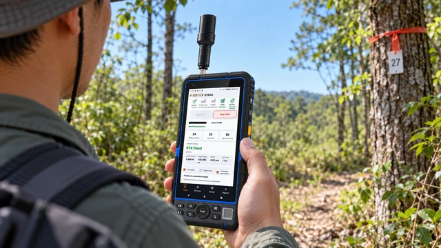 G60M forestry inventory application illustration with RTKGO positioning interface