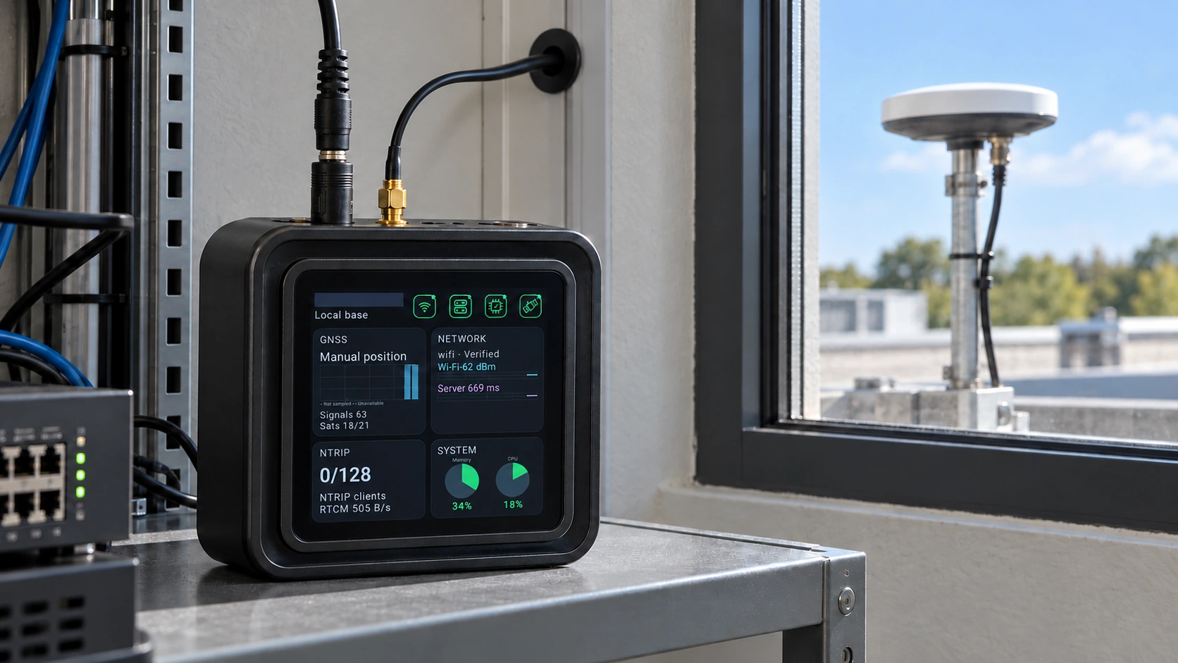 GB30 indoor reference installation for an outdoor robotics positioning application